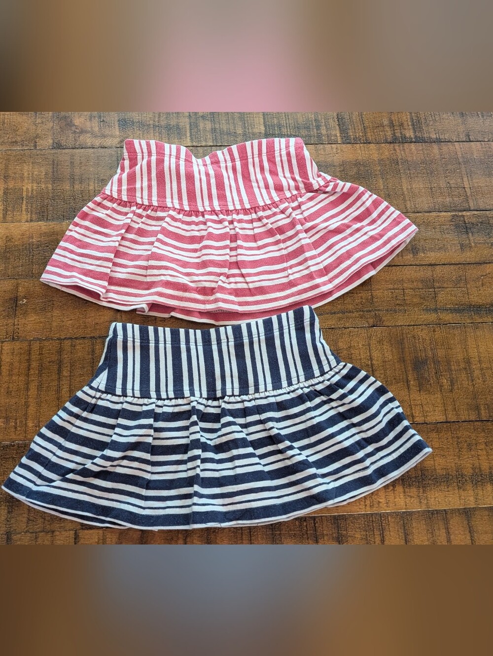 Hanna Andersson Red & Navy Striped Skort Duo, 80, 18-24m
